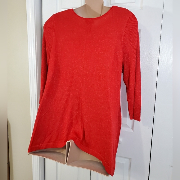 Lane Bryant Womens Plus Red Metallic Fleck Knit Lightweight Sweater ~ Pre-Owned - Picture 7 of 9